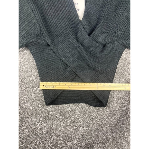 Chicwish Black Ribbed Knit Wrap Sweater Top For Women Size M 100% Acrylic NEW - Picture 9 of 11